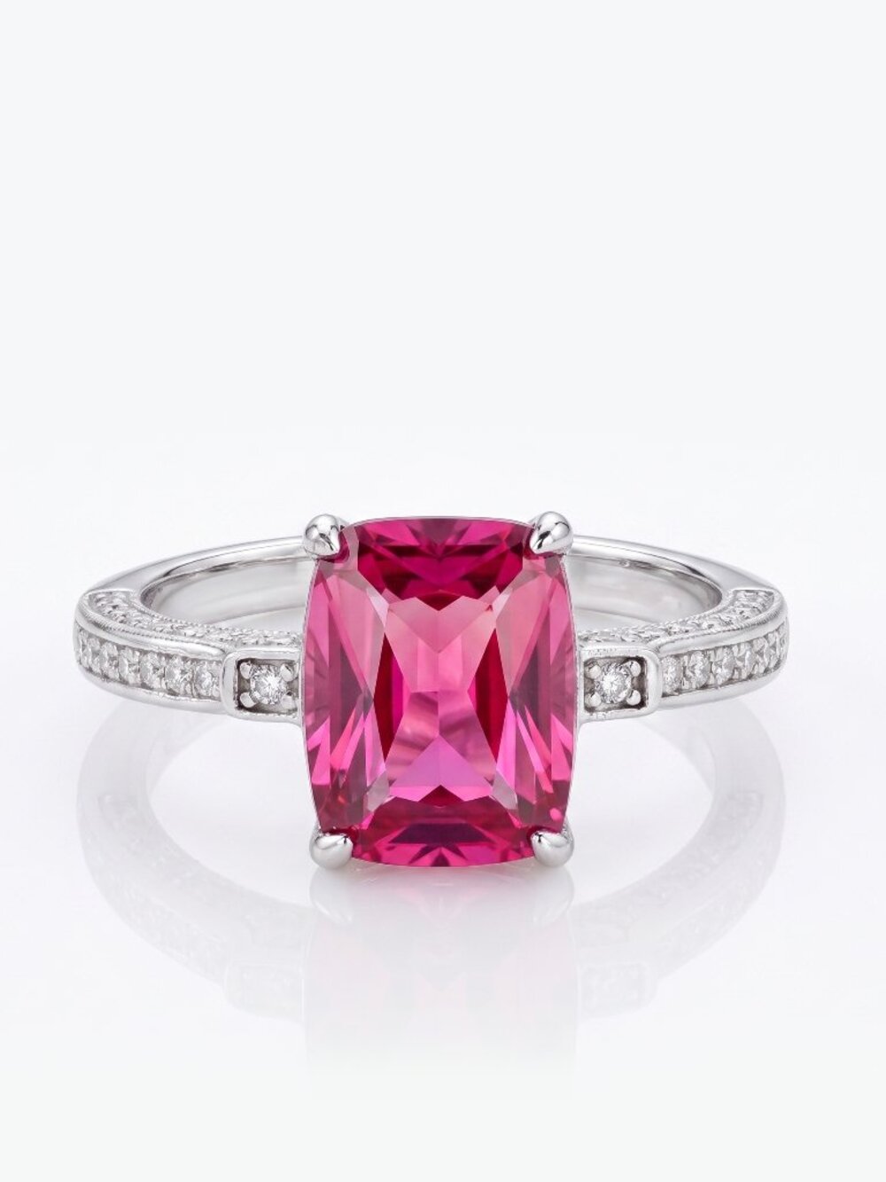 Pink Topaz Cushion Gemstone Ring, 925 Sterling Silver Charmed Aroma